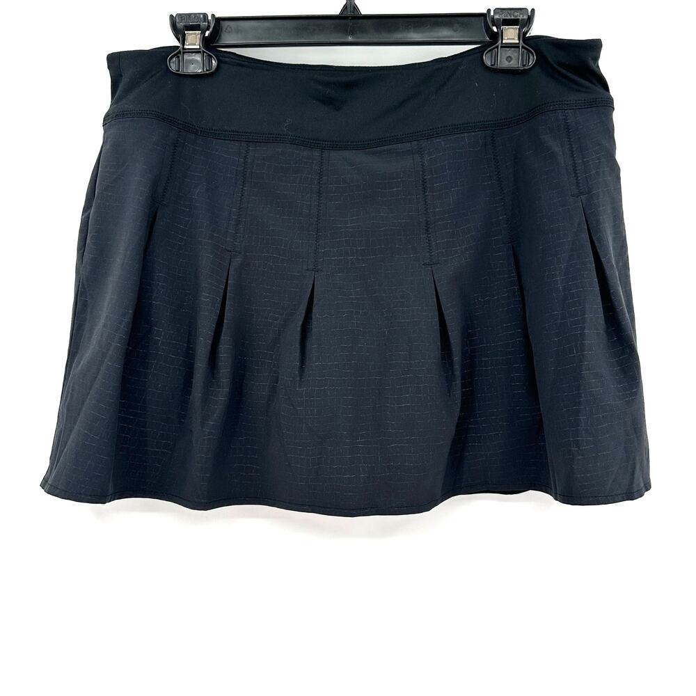 Athleta Size XL Mini Skort Black Undershort Tennis Pickleball Pleated Stretch